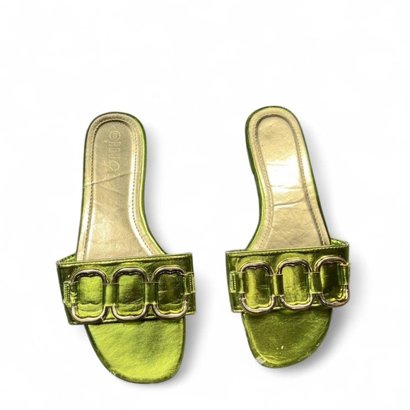 Shoes - Green Slide Sandals
